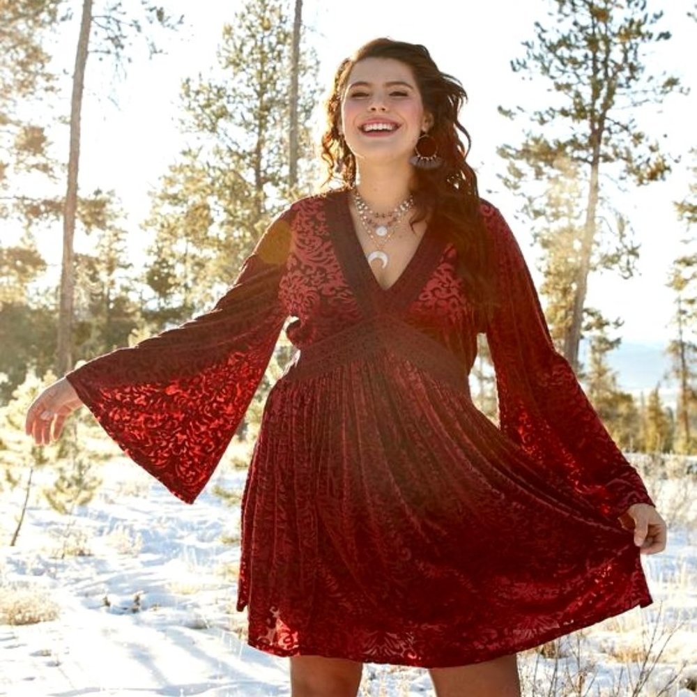 A'Beautiful Soul Burgundy Velvet Dreams Dress XL